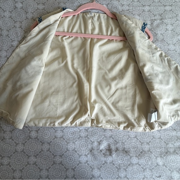 Boho Cream & Blue Floral Embroidered Vest Size S - Picture 5 of 9